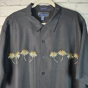 WEEKENDER LUAU EDITION MENS SHORT SLEEVE BUTTON DOWN PALM TREES BLACK SIZE 2XL